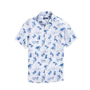 VINEYARD VINES HARBOUR ICONS SHORT SLEEVE BUTTON SHIRT